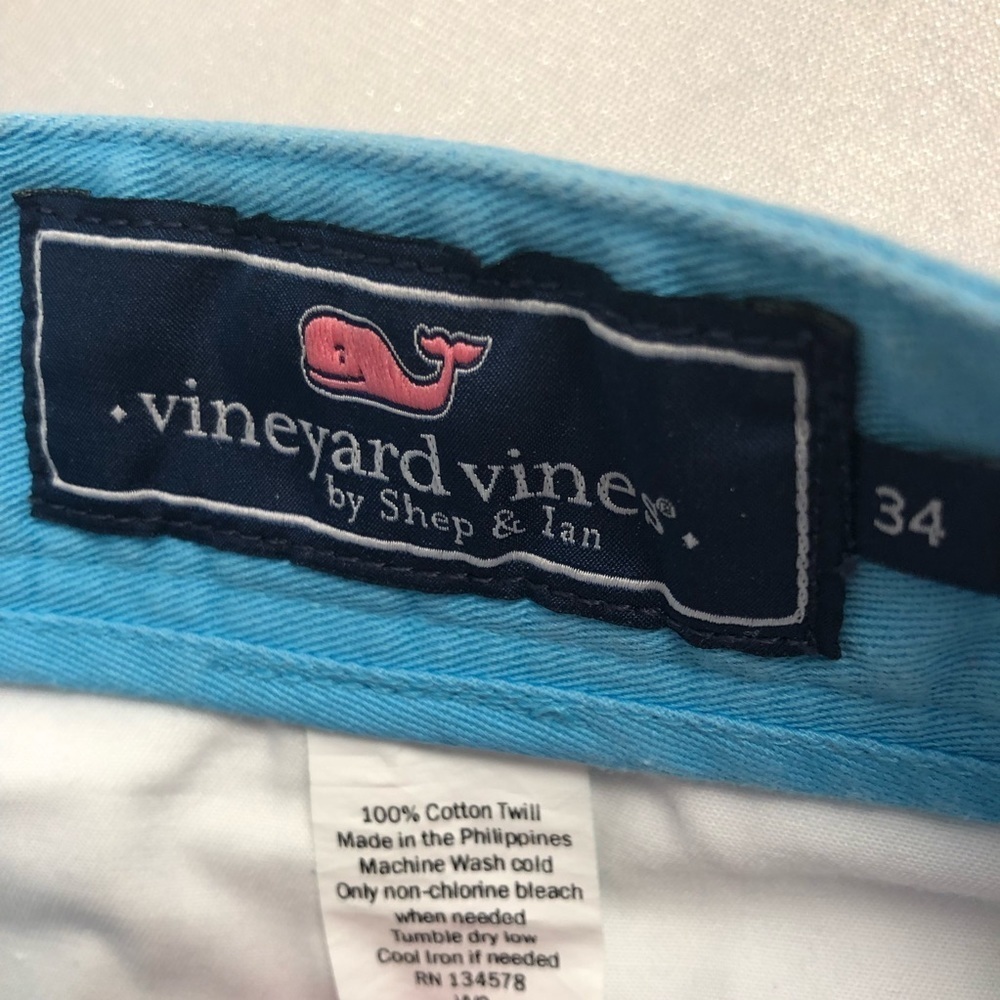 Vineyard Vines turquoise flat front cotton Club shorts - Picture 3 of 7